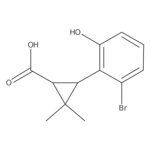 rac-(1R,3R)-3-(2-bromo-6-hydroxyphenyl)-2,2-dimethylcyclopropane-1-carboxylic acid结构式