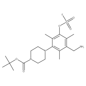 Tert-butyl 4-[3-(aminomethyl)-5-[(fluorosulfonyl)oxy]-2,4,6-trimethylphenyl]piperazine-1-carboxylate结构式