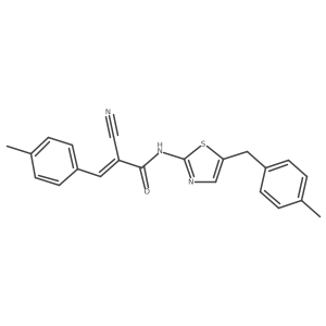 (Z)-2-cyano-N-(5-(4-methylbenzyl)thiazol-2-yl)-3-(p-tolyl)acrylamide结构式