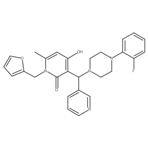 3-((4-(2-fluorophenyl)piperazin-1-yl)(pyridin-3-yl)methyl)-1-(furan-2-ylmethyl)-4-hydroxy-6-methylpyridin-2(1H)-one Structure
