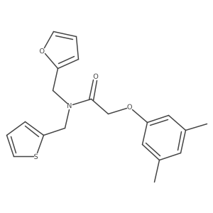 2-(3,5-dimethylphenoxy)-N-(furan-2-ylmethyl)-N-(thiophen-2-ylmethyl)acetamide结构式