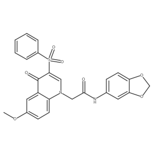 N-(benzo[d][1,3]dioxol-5-yl)-2-(6-methoxy-4-oxo-3-(phenylsulfonyl)quinolin-1(4H)-yl)acetamide结构式