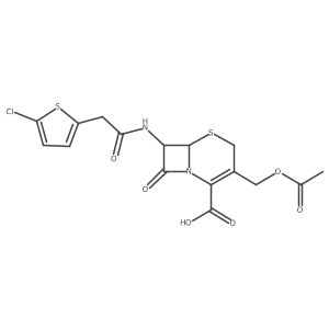 (6R,7R)-3-(acetyloxymethyl)-7-[[2-(5-chlorothiophen-2-yl)acetyl]amino]-8-oxo-5-thia-1-azabicyclo[4.2.0]oct-2-ene-2-carboxylic acid Structure
