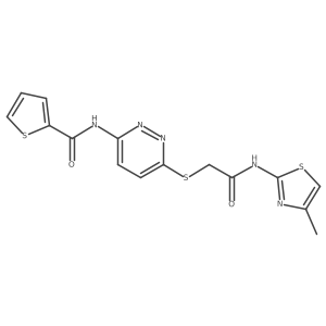 N-(6-((2-((4-methylthiazol-2-yl)amino)-2-oxoethyl)thio)pyridazin-3-yl)thiophene-2-carboxamide结构式