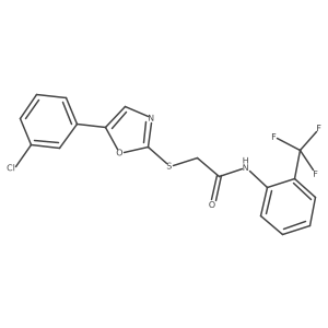 2-{[5-(3-chlorophenyl)-1,3-oxazol-2-yl]sulfanyl}-N-[2-(trifluoromethyl)phenyl]acetamide结构式