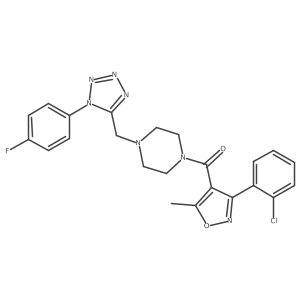 (3-(2-chlorophenyl)-5-methylisoxazol-4-yl)(4-((1-(4-fluorophenyl)-1H-tetrazol-5-yl)methyl)piperazin-1-yl)methanone Structure