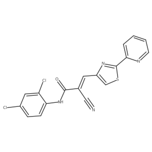 (E)-2-cyano-N-(2,4-dichlorophenyl)-3-(2-pyridin-2-yl-1,3-thiazol-4-yl)prop-2-enamide结构式