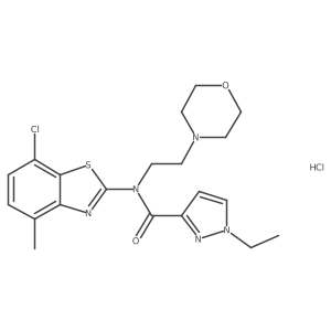 N-(7-chloro-4-methylbenzo[d]thiazol-2-yl)-1-ethyl-N-(2-morpholinoethyl)-1H-pyrazole-3-carboxamide hydrochloride结构式