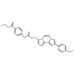 Ethyl 4-[[2-[[11-(4-methoxyphenyl)-3,4,6,9,10-pentazatricyclo[7.3.0.02,6]dodeca-1(12),2,4,7,10-pentaen-5-yl]sulfanyl]acetyl]amino]benzoate结构式