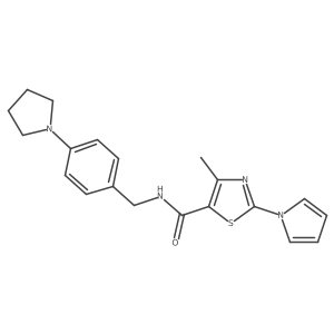 4-methyl-N-[4-(pyrrolidin-1-yl)benzyl]-2-(1H-pyrrol-1-yl)-1,3-thiazole-5-carboxamide结构式
