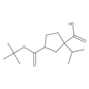 1-[(2-Methylpropan-2-yl)oxycarbonyl]-3-propan-2-ylpyrrolidine-3-carboxylic acid结构式