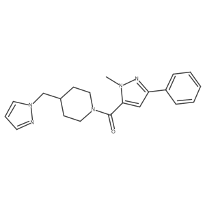 (4-((1H-pyrazol-1-yl)methyl)piperidin-1-yl)(1-methyl-3-phenyl-1H-pyrazol-5-yl)methanone结构式