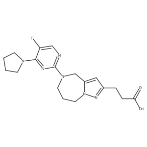 3-(5-(5-Fluoro-4-(pyrrolidin-1-yl)pyrimidin-2-yl)-5,6,7,8-tetrahydro-4H-pyrazolo[1,5-a][1,4]diazepin-2-yl)propanoic acid结构式