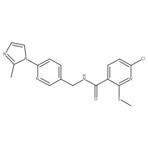 6-chloro-N-{[6-(2-methyl-1H-imidazol-1-yl)pyridin-3-yl]methyl}-2-(methylsulfanyl)pyridine-3-carboxamide结构式