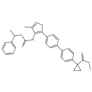 Cyclopropanecarboxylic acid, 1-[4'-[3-methyl-4-[[[(1R)-1-phenylethoxy]carbonyl]amino]-5-isoxazolyl][1,1'-biphenyl]-4-yl]-, methyl ester结构式