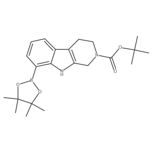 tert-Butyl 8-(4,4,5,5-tetramethyl-1,3,2-dioxaborolan-2-yl)-3,4-dihydro-1H-pyrido[3,4-b]indole-2(9H)-carboxylate Structure
