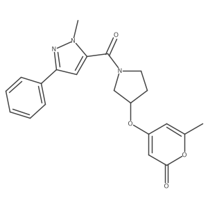 6-methyl-4-((1-(1-methyl-3-phenyl-1H-pyrazole-5-carbonyl)pyrrolidin-3-yl)oxy)-2H-pyran-2-one结构式