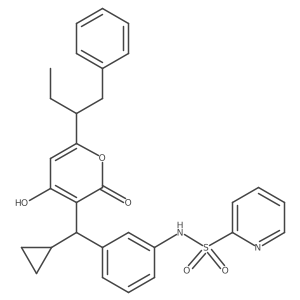 2-Pyridinesulfonamide, N-(3-(cyclopropyl(4-hydroxy-2-oxo-6-(1-(phenylmethyl)propyl)-2H-pyran-3-yl)methyl)phenyl)-, (R-(R*,R*))- Structure