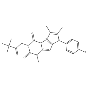 2-(3,3-dimethyl-2-oxobutyl)-6-(4-fluorophenyl)-4,7,8-trimethyl-9aH-purino[7,8-a]imidazol-9-ium-1,3-dione Structure