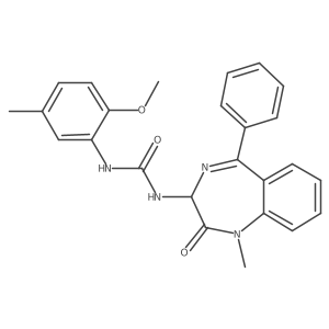 1-(1-methyl-2-oxo-5-phenyl-2,3-dihydro-1H-1,4-diazepin-3-yl)-3-(2-methoxy-5-methylphenyl)urea结构式
