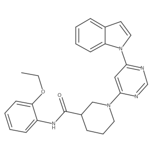 1-(6-(1H-indol-1-yl)pyrimidin-4-yl)-N-(2-ethoxyphenyl)piperidine-3-carboxamide结构式