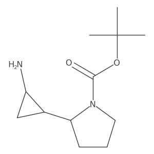 rac-tert-butyl 2-[(1R,2R)-2-aminocyclopropyl]pyrrolidine-1-carboxylate结构式