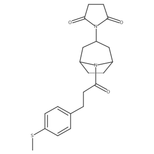 1-((1R,5S)-8-(3-(4-(methylthio)phenyl)propanoyl)-8-azabicyclo[3.2.1]octan-3-yl)pyrrolidine-2,5-dione结构式