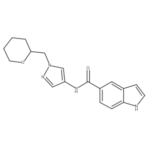 N-(1-((tetrahydro-2H-pyran-2-yl)methyl)-1H-pyrazol-4-yl)-1H-indole-5-carboxamide Structure