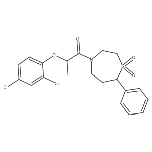 2-(2,4-Dichlorophenoxy)-1-(1,1-dioxido-7-phenyl-1,4-thiazepan-4-yl)propan-1-one结构式