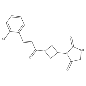 (E)-3-(1-(3-(2-chlorophenyl)acryloyl)azetidin-3-yl)imidazolidine-2,4-dione结构式