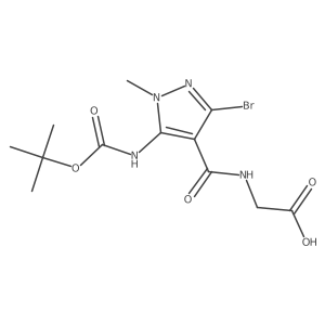 2-[(3-bromo-5-{[(tert-butoxy)carbonyl]amino}-1-methyl-1H-pyrazol-4-yl)formamido]acetic acid Structure