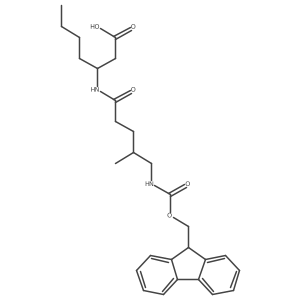 (3S)-3-[5-({[(9H-fluoren-9-yl)methoxy]carbonyl}amino)-4-methylpentanamido]heptanoic acid结构式