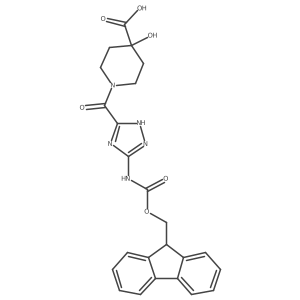 1-[5-({[(9H-fluoren-9-yl)methoxy]carbonyl}amino)-1H-1,2,4-triazole-3-carbonyl]-4-hydroxypiperidine-4-carboxylic acid Structure