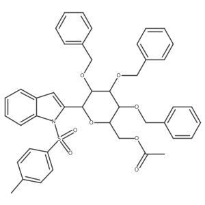 2-[6-O-Acetyl-2,3,4-tris-O-(phenylmethyl)-a-D-mannopyranosyl]-1-[(4-methylphenyl)sulfonyl]-1H-indole Structure