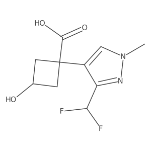 1-[3-(difluoromethyl)-1-methyl-1H-pyrazol-4-yl]-3-hydroxycyclobutane-1-carboxylic acid结构式