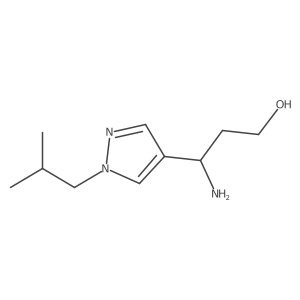 3-amino-3-[1-(2-methylpropyl)-1H-pyrazol-4-yl]propan-1-ol结构式