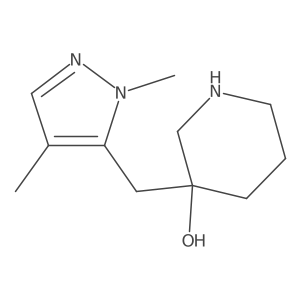 3-[(1,4-dimethyl-1H-pyrazol-5-yl)methyl]piperidin-3-ol结构式