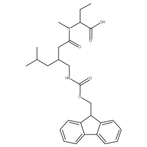 2-[(3S)-3-[({[(9H-fluoren-9-yl)methoxy]carbonyl}amino)methyl]-N,5-dimethylhexanamido]butanoic acid Structure