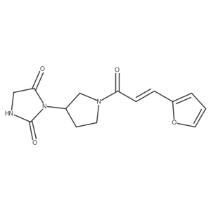 (E)-3-(1-(3-(furan-2-yl)acryloyl)pyrrolidin-3-yl)imidazolidine-2,4-dione Structure