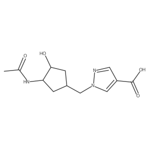 rac-1-{[(3R,4R)-3-acetamido-4-hydroxycyclopentyl]methyl}-1H-pyrazole-4-carboxylic acid结构式