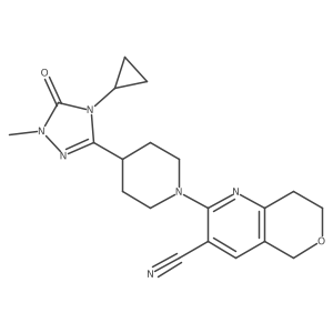 2-[4-(4-cyclopropyl-1-methyl-5-oxo-4,5-dihydro-1H-1,2,4-triazol-3-yl)piperidin-1-yl]-5H,7H,8H-pyrano[4,3-b]pyridine-3-carbonitrile结构式
