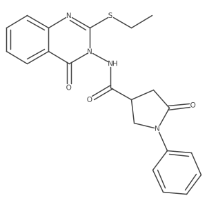 N-[2-(ethylsulfanyl)-4-oxo-3,4-dihydroquinazolin-3-yl]-5-oxo-1-phenylpyrrolidine-3-carboxamide结构式
