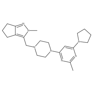 2-methyl-4-[4-({2-methyl-2H,4H,5H,6H-cyclopenta[c]pyrazol-3-yl}methyl)piperazin-1-yl]-6-(pyrrolidin-1-yl)pyrimidine Structure