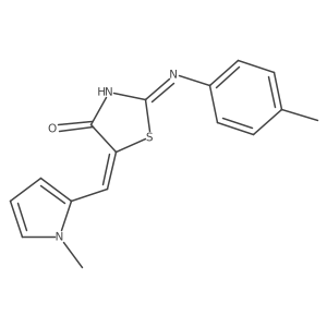 (2E,5Z)-5-((1-methyl-1H-pyrrol-2-yl)methylene)-2-(p-tolylimino)thiazolidin-4-one Structure