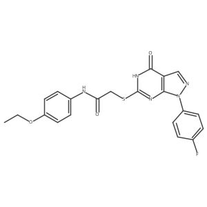 N-(4-ethoxyphenyl)-2-((1-(4-fluorophenyl)-4-oxo-4,5-dihydro-1H-pyrazolo[3,4-d]pyrimidin-6-yl)thio)acetamide结构式