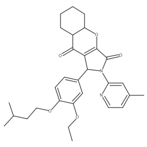 1-[3-ethoxy-4-(3-methylbutoxy)phenyl]-2-(4-methylpyridin-2-yl)-4a,5,6,7,8,8a-hexahydro-1H-chromeno[2,3-c]pyrrole-3,9-dione结构式