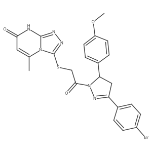 3-((2-(3-(4-bromophenyl)-5-(4-methoxyphenyl)-4,5-dihydro-1H-pyrazol-1-yl)-2-oxoethyl)thio)-5-methyl-[1,2,4]triazolo[4,3-a]pyrimidin-7(8H)-one结构式