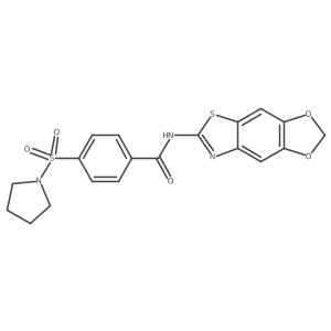 N-([1,3]dioxolo[4',5':4,5]benzo[1,2-d]thiazol-6-yl)-4-(pyrrolidin-1-ylsulfonyl)benzamide结构式
