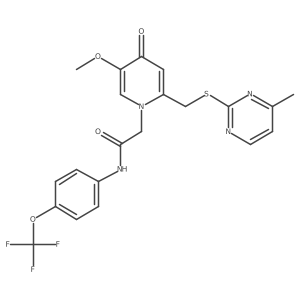 2-(5-methoxy-2-{[(4-methylpyrimidin-2-yl)sulfanyl]methyl}-4-oxo-1,4-dihydropyridin-1-yl)-N-[4-(trifluoromethoxy)phenyl]acetamide结构式