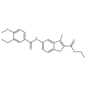 Ethyl 5-(3,4-dimethoxybenzamido)-3-methylbenzofuran-2-carboxylate结构式